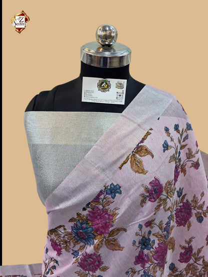 Pink Banarasi Printed Saree
