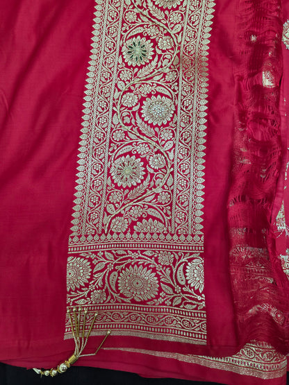 Maroon Zardozi Zarkan Banarasi Saree