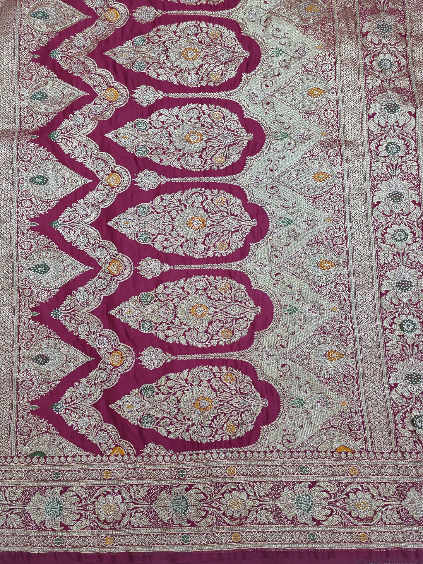 Maroon katdana swarovski Banarsi Katan Saree