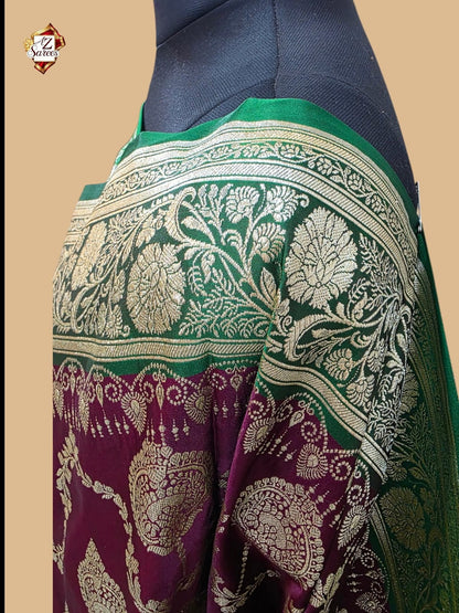 Wine Banarasi Katan Saree