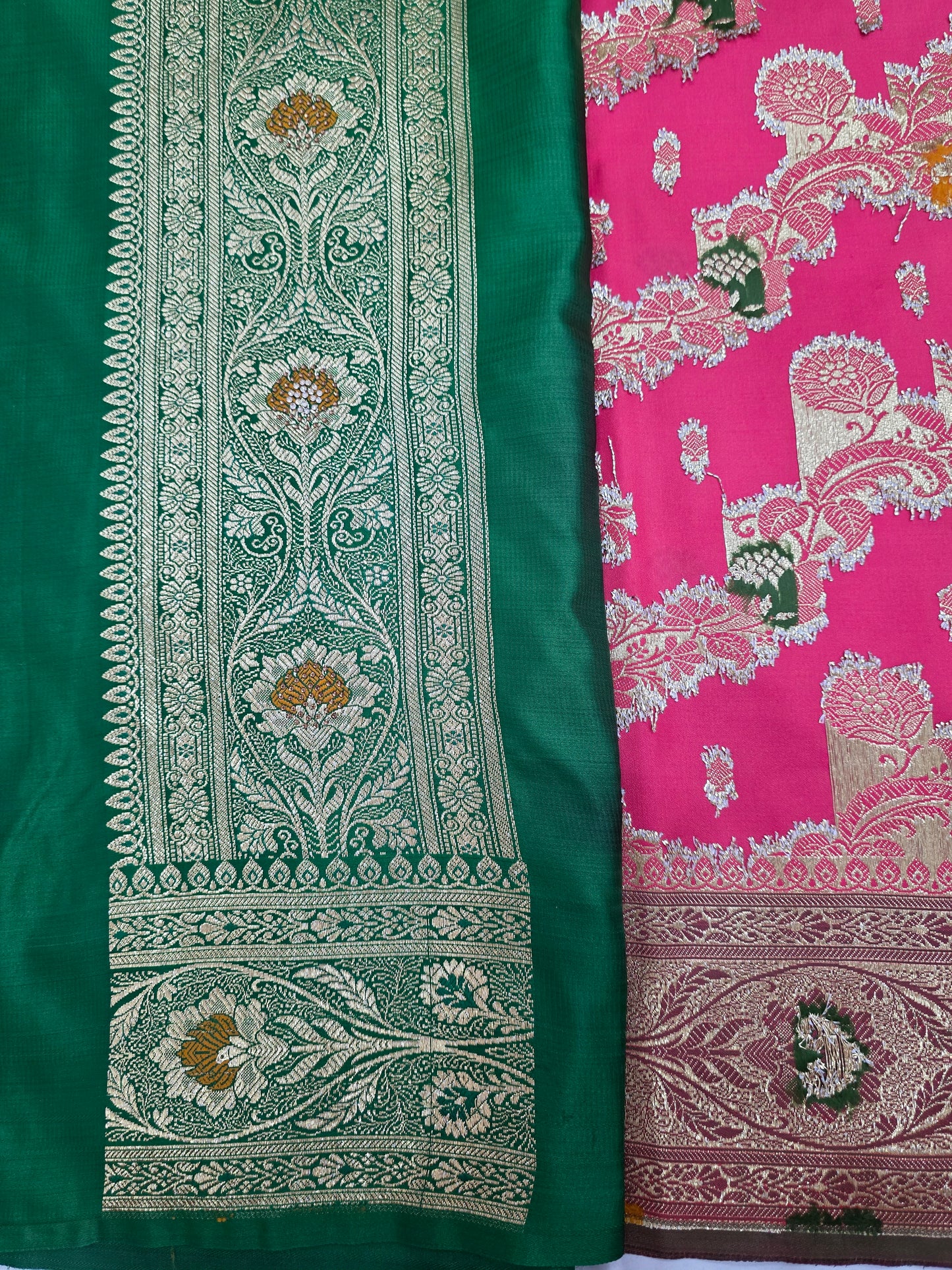 Strawberry Zarkan Swarovski Banarasi katan saree