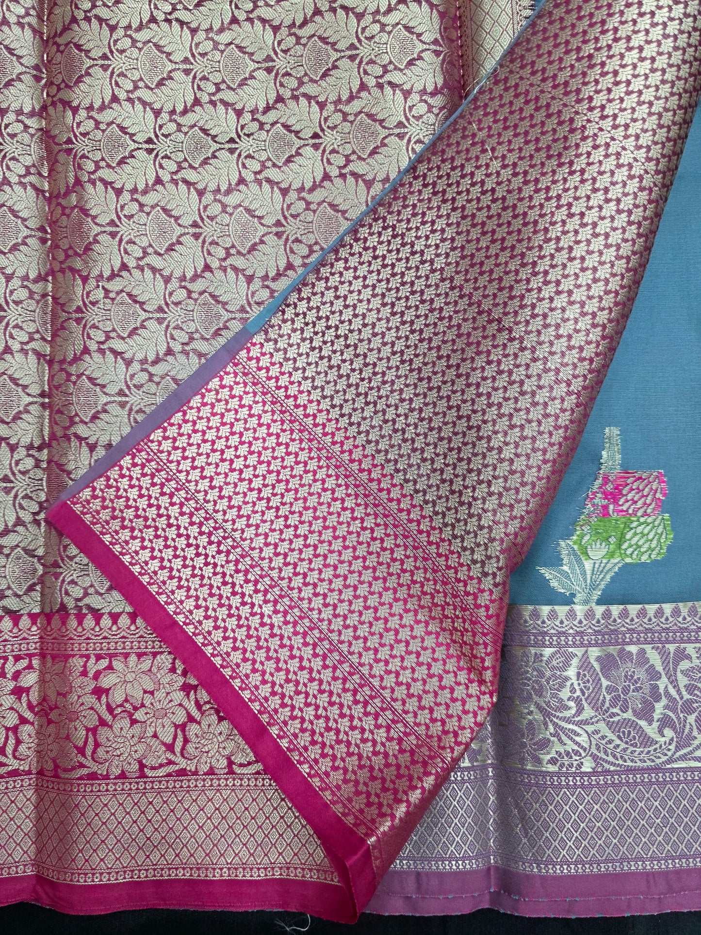 Grey Banarasi Katan Saree