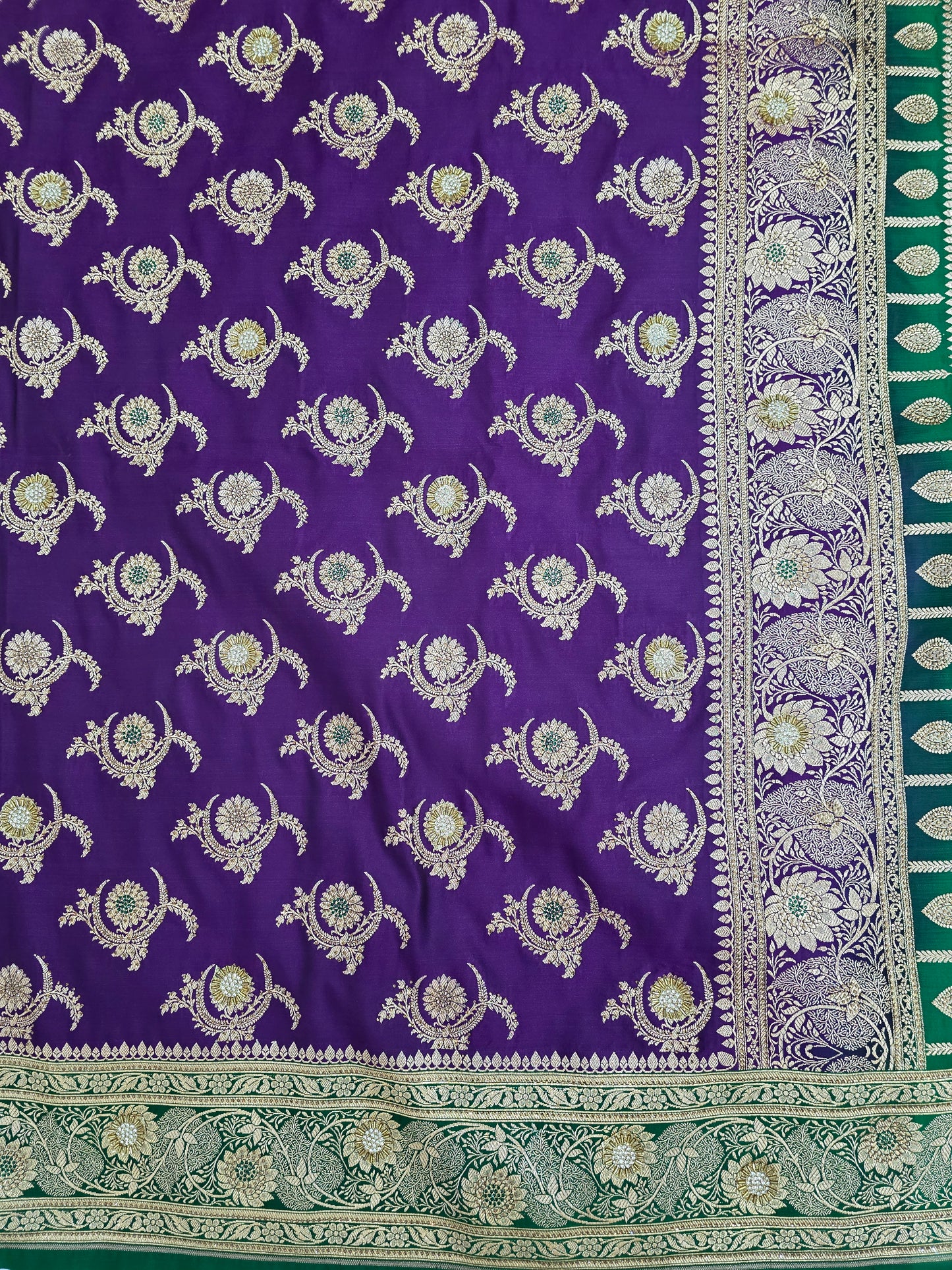 Parpl Zarkan Swarovski Banarasi silk Saree