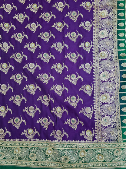 Parpl Zarkan Swarovski Banarasi silk Saree