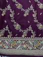 Wine Zarkan swarovski Banarsi katan Saree