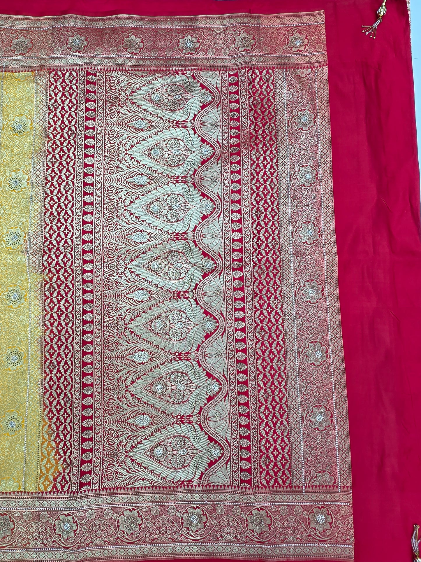 Gold Zarkan Swarovski Banarasi Saree