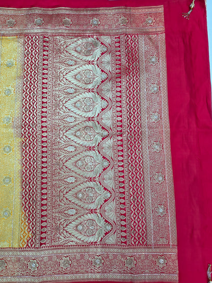 Gold Zarkan Swarovski Banarasi Saree