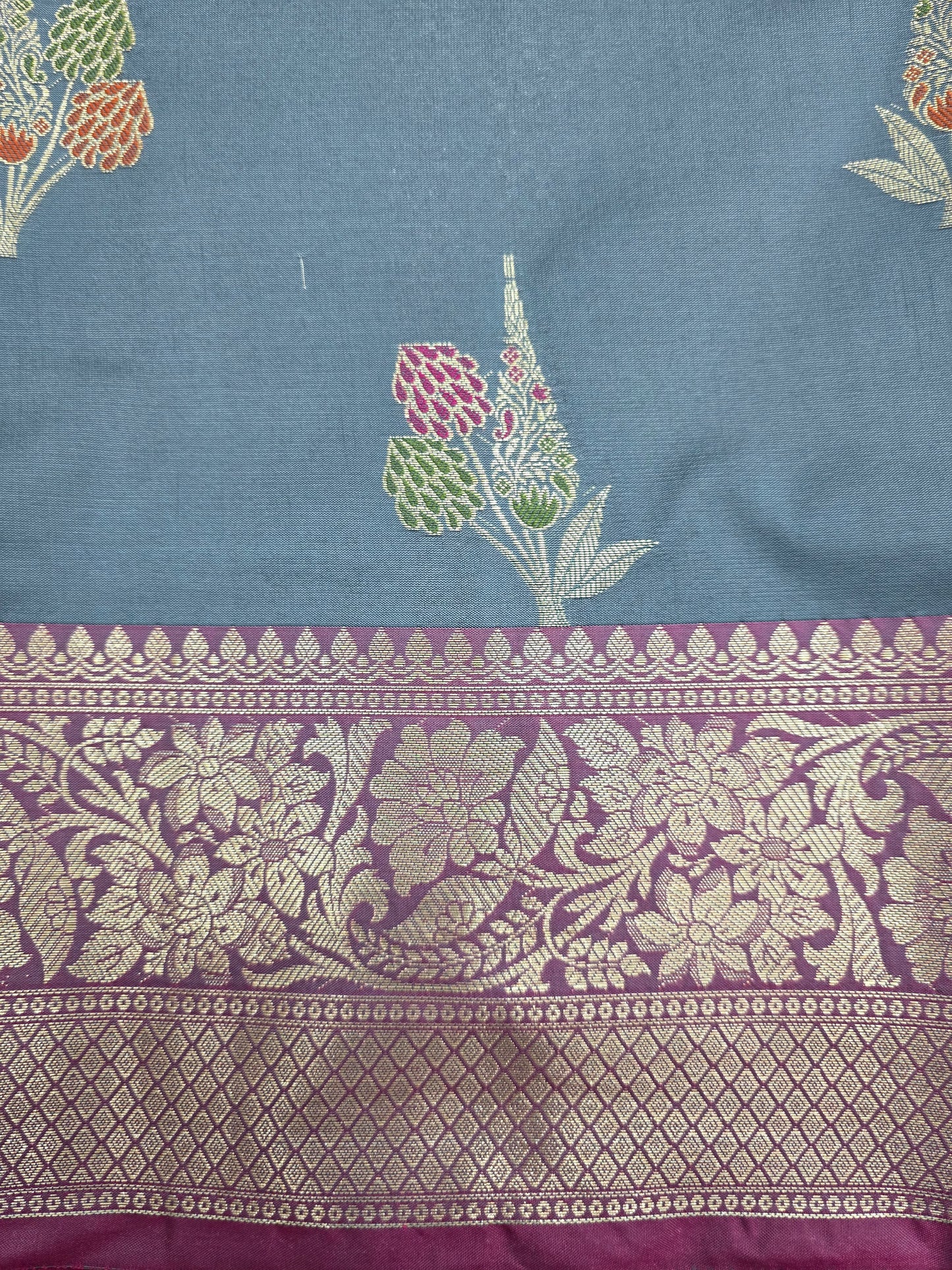 Grey Banarasi Katan Saree