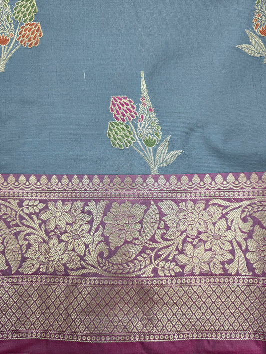 Grey Banarasi Katan Saree
