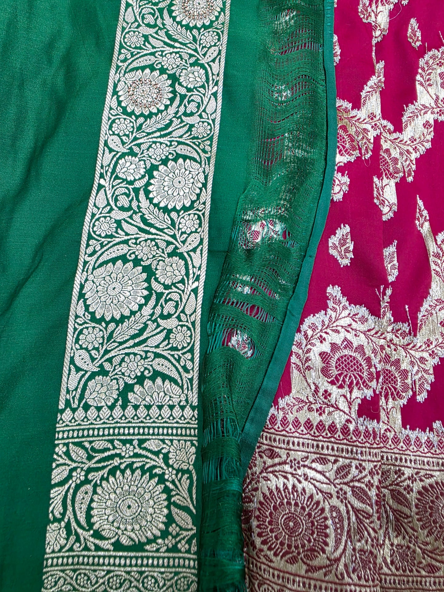 Maroon Zarkan Moti Banarasi Silk Saree