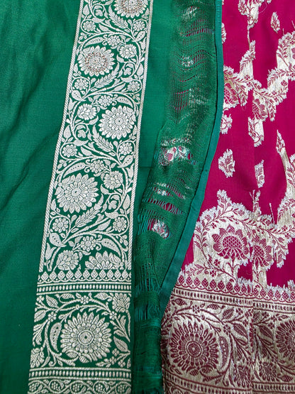 Maroon Zarkan Moti Banarasi Silk Saree