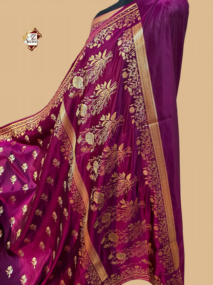 Purple Banarasi mashru silk