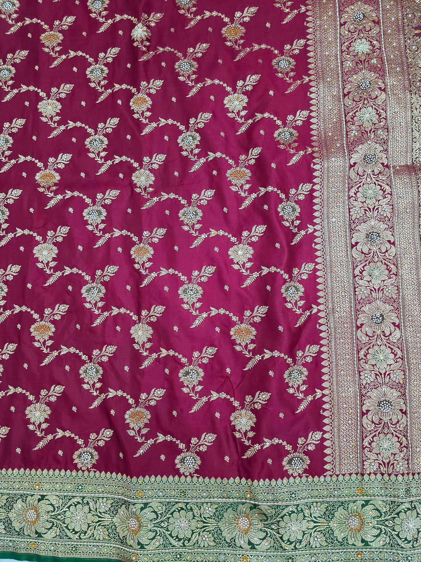 Maroon Zardozi Zarkan Banarasi Saree