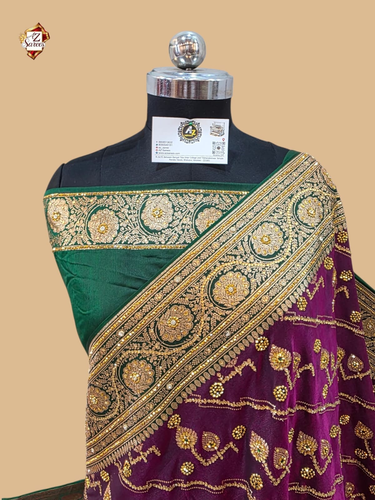 Purple Banarasi silk saree
