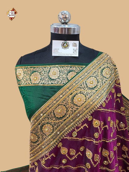 Purple Banarasi silk saree