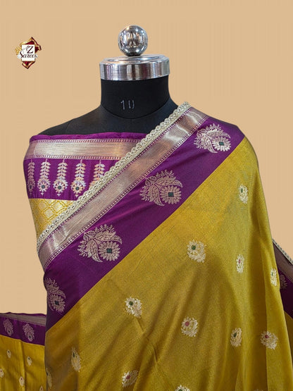 Mustard Banarasi Silk Saree