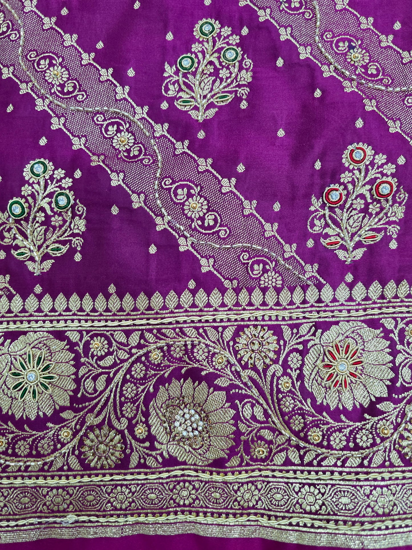 Purple Zardozi Zarkan Banarasi Katan Saree