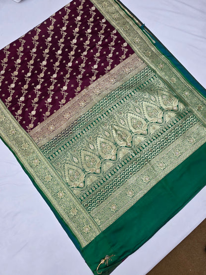 Wine Zarkan Swarovski Banarasi Saree