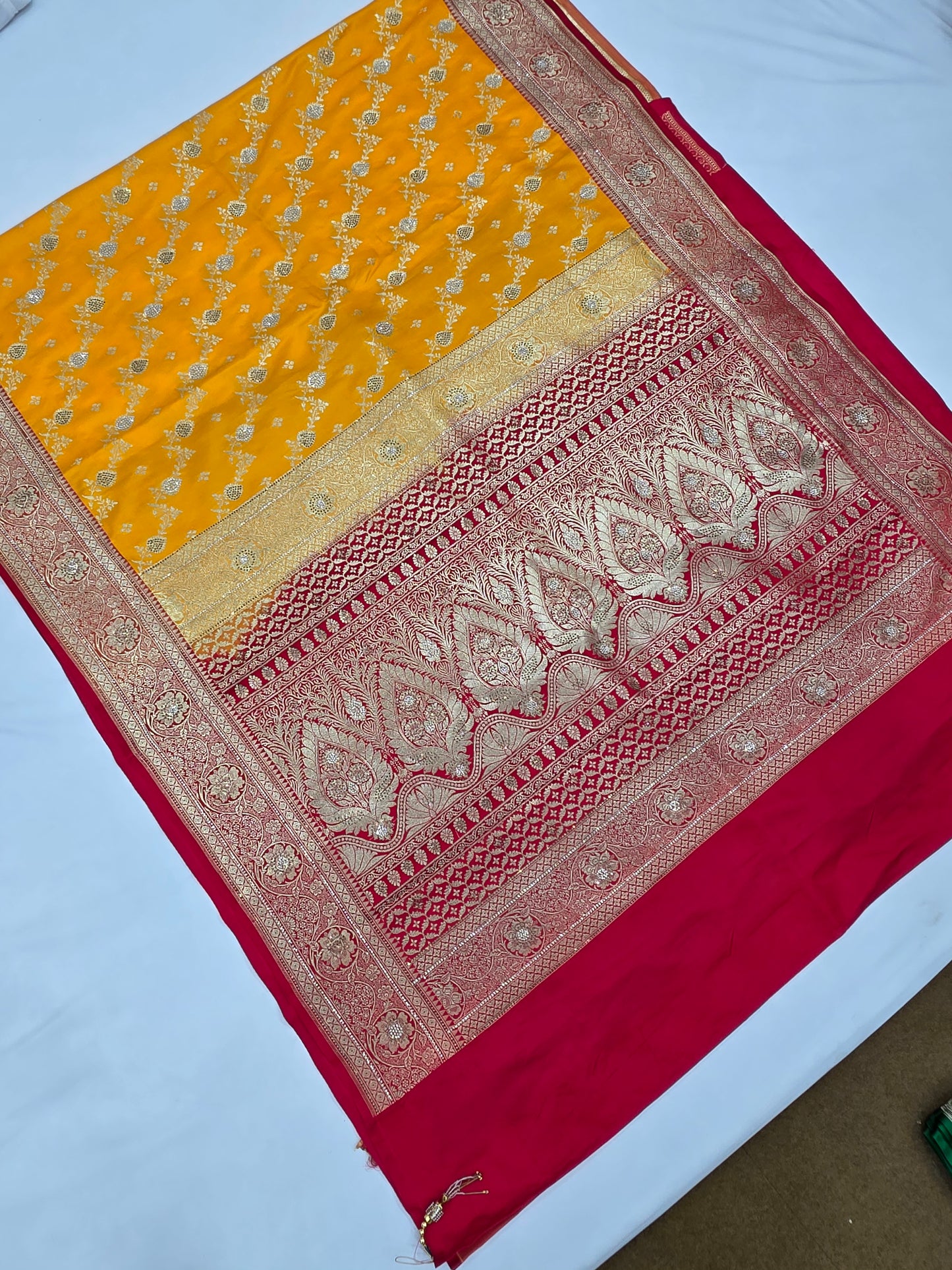 Gold Zarkan Swarovski Banarasi Saree
