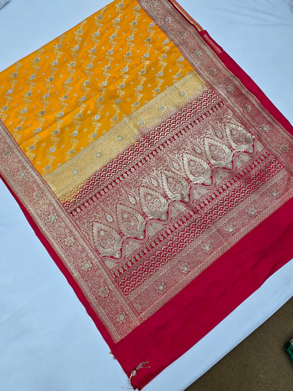 Gold Zarkan Swarovski Banarasi Saree