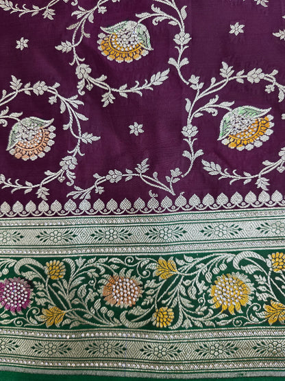 Wine Zarkan Banarasi Katan Saree