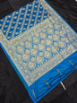 Blue Zardozi Zarkan Banarasi Katan Saree
