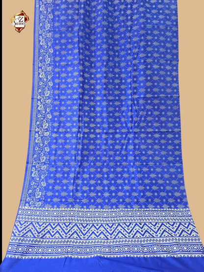 Blue Banarasi Printed Saree