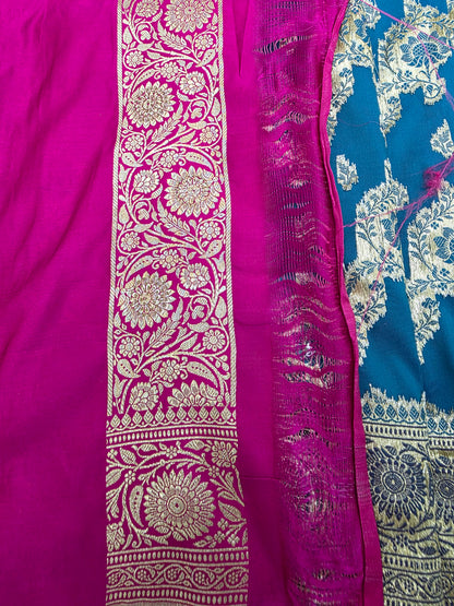 Blue Zarkan Moti Banarasi Silk Saree