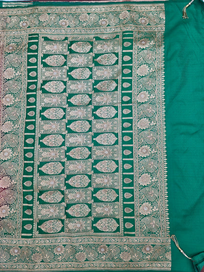 Red Zarkan kutdana Banarasi Silk Saree