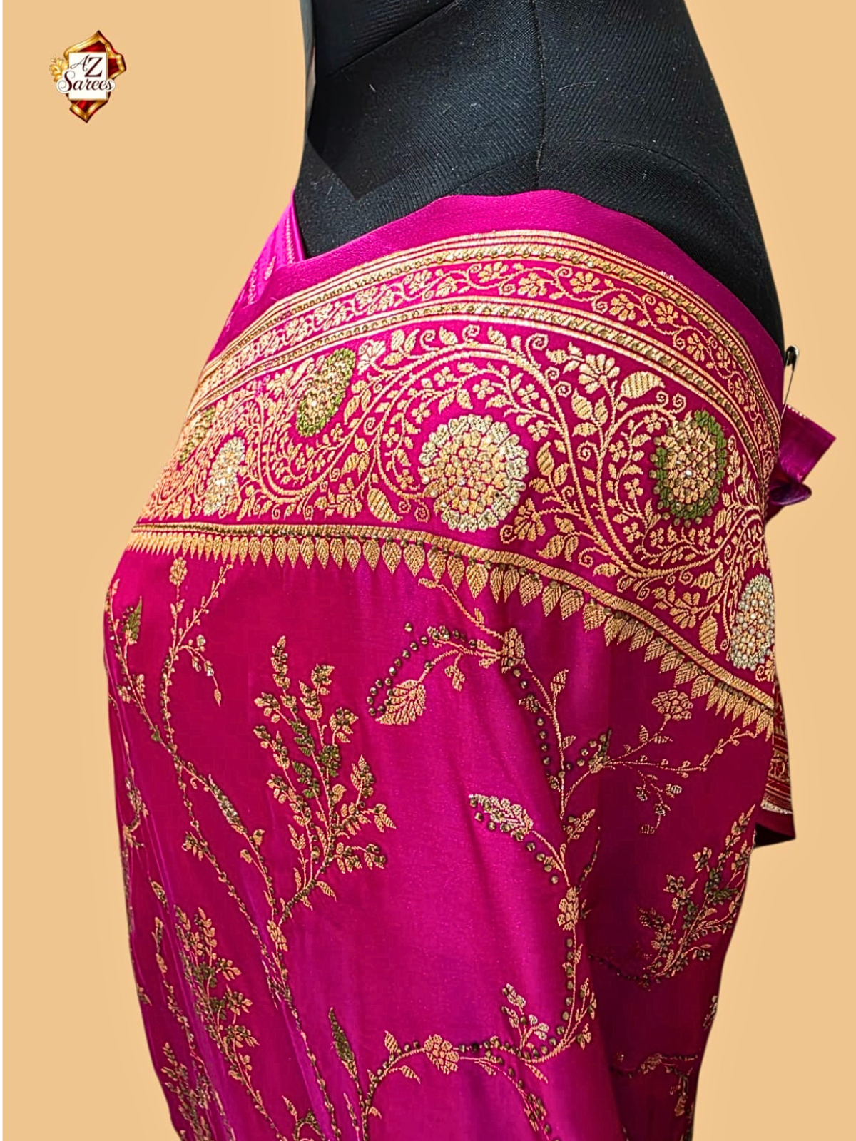 Pink Banarasi Swarovski Saree