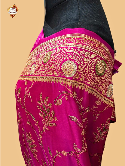 Pink Banarasi Swarovski Saree