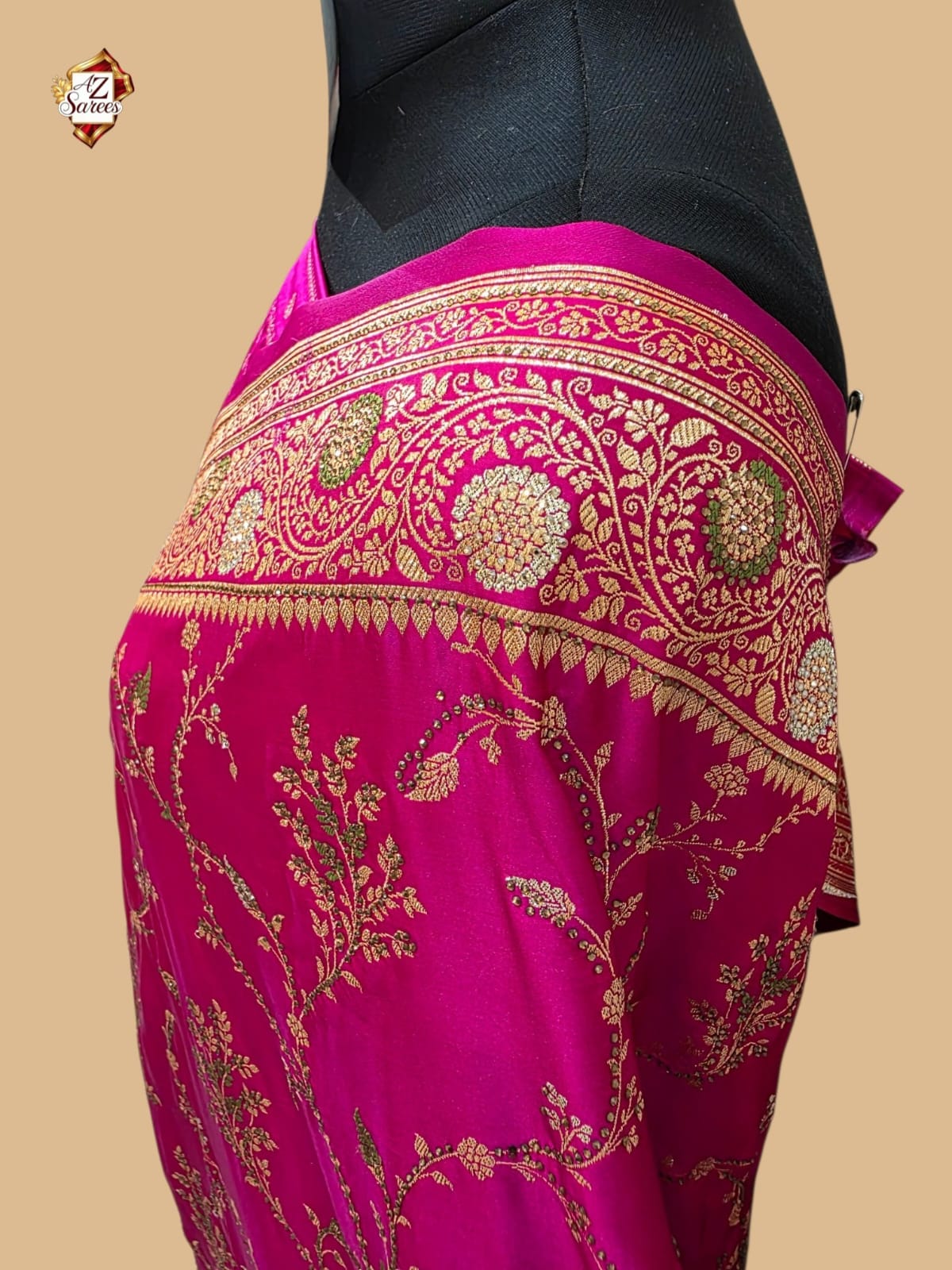 Pink Banarasi Swarovski Saree
