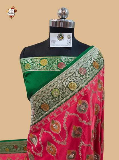 pink Banarasi zarkan Saree