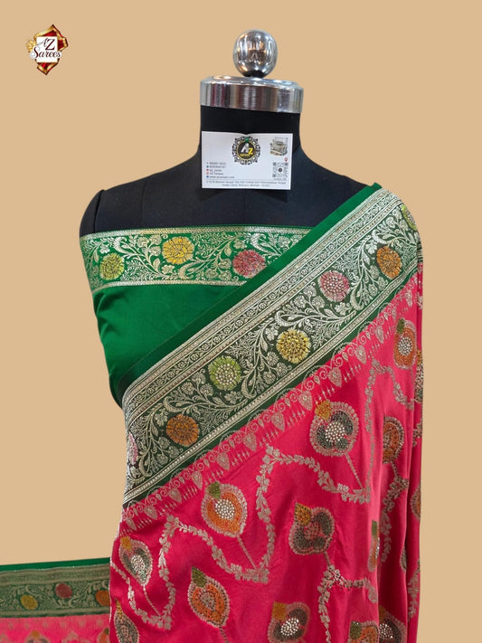 pink Banarasi zarkan Saree