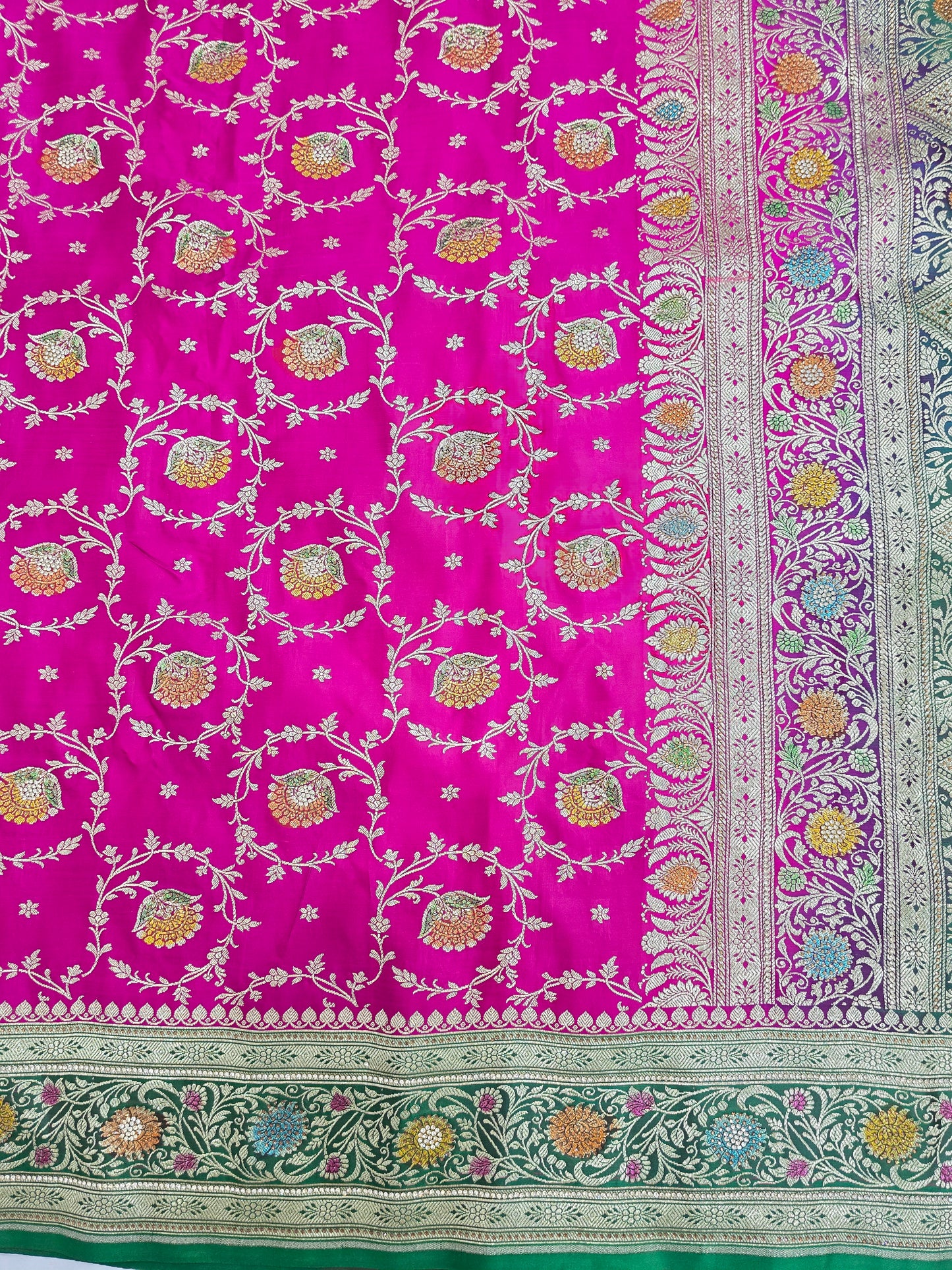 Pink Zarkan Swarovski Banarsi Katan Saree