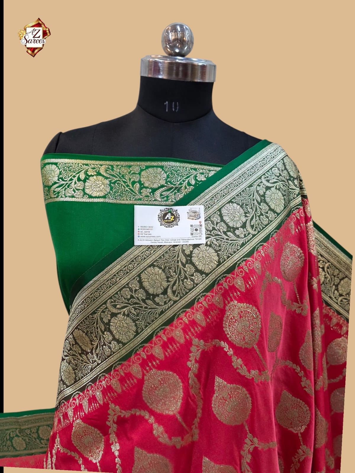 Strawberry Banarasi Katan saree