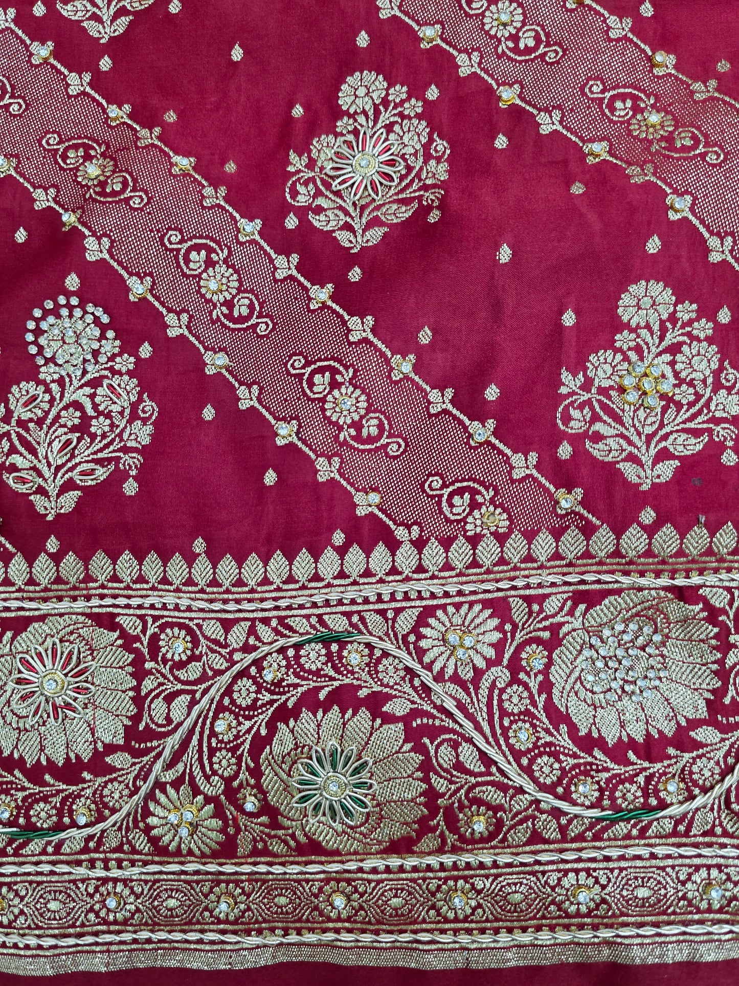 Maroon Zardozi Zarkan Banarasi Katan Saree