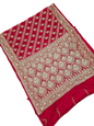 Red Zardozi Zarkan Banarasi Katan Saree