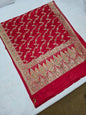 Red Zarkan Swarovski Banarsi Katan Saree