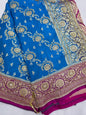 Blue Zarkan Moti Banarasi Silk Saree