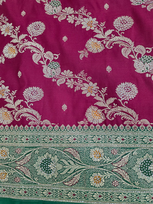 Maroon Cutdana Banarasi Saree