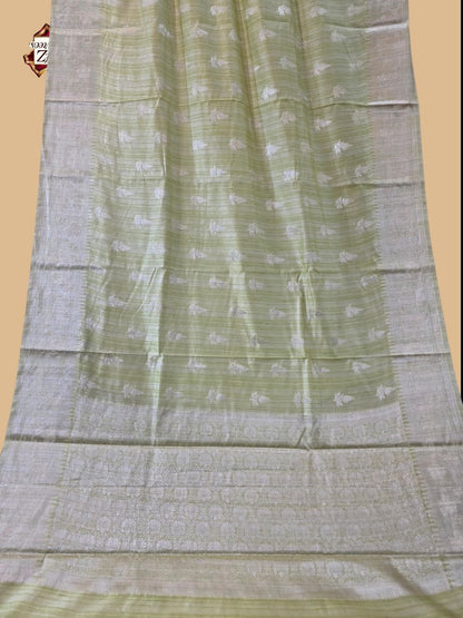 Light Green Banarasi Ghicha Saree