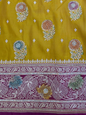Yellow Zarkan Swarovski Banarasi Katan Saree