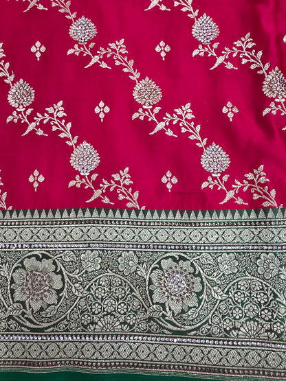 Red Zarkan Swarovski Banarasi Saree