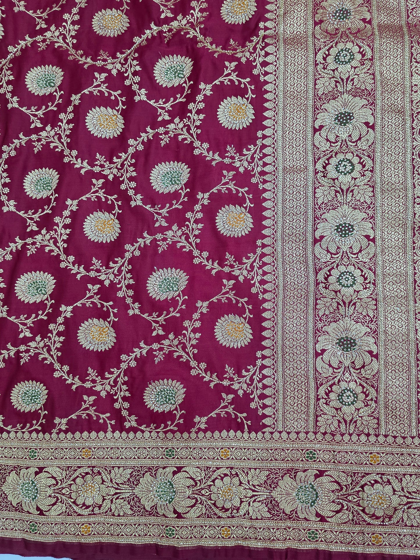 Maroon katdana swarovski Banarsi Katan Saree