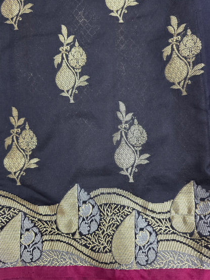 Black Banarasi Katan Saree