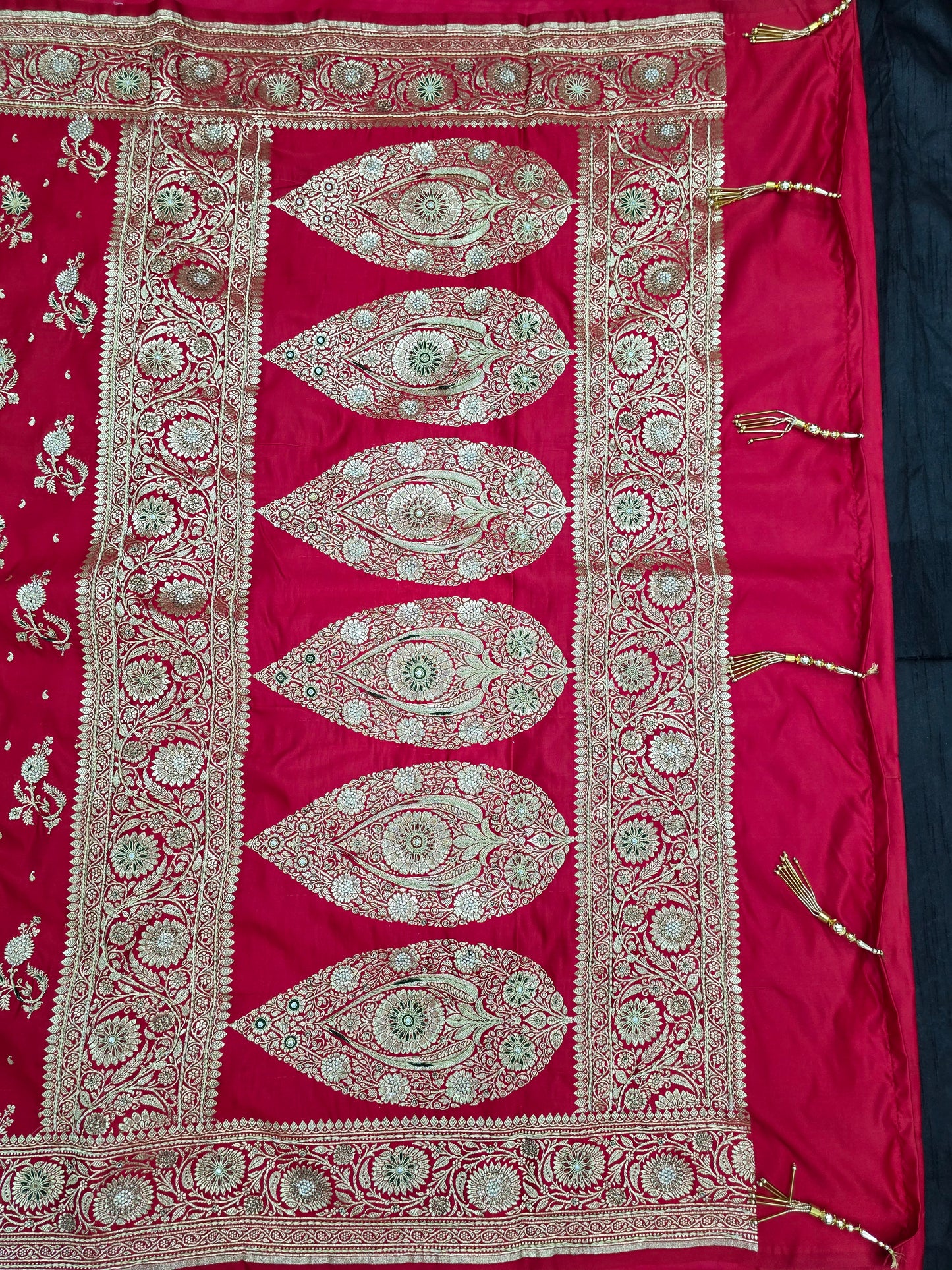 Red Zardozi Zarkan Banarasi Katan Saree
