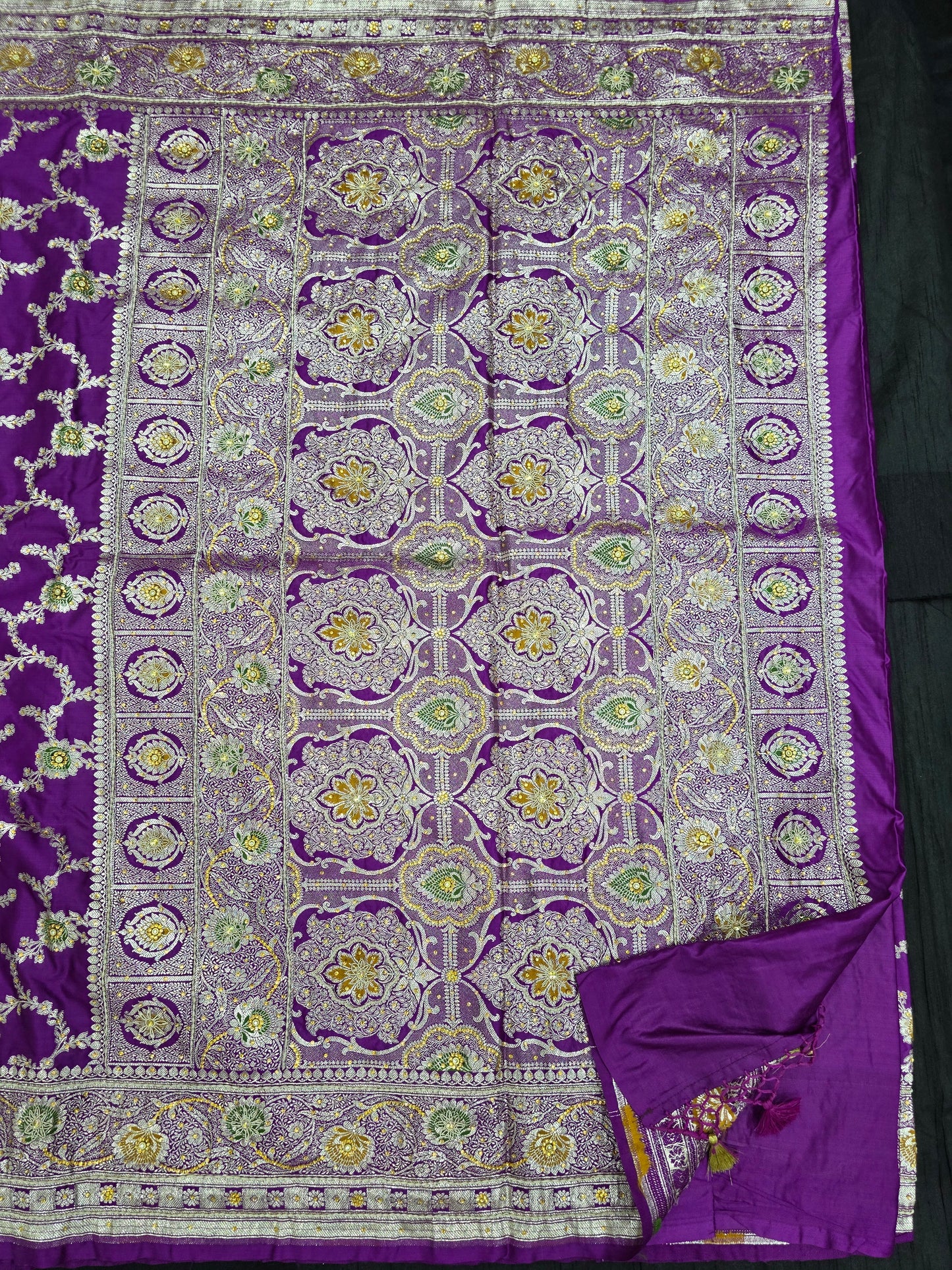 Purple Zardozi Zarkan Banarasi Katan Saree