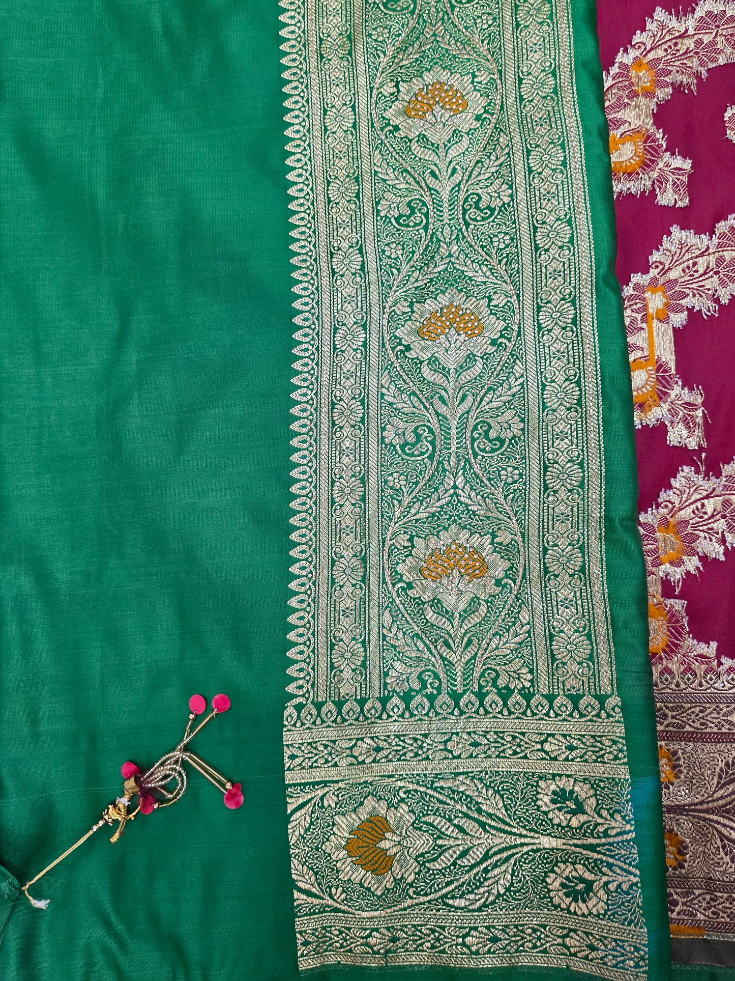 Maroon Katdana Swarovski Banarsi Katan Saree