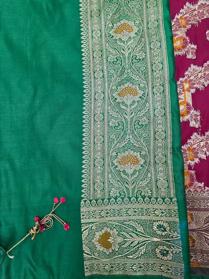 Maroon Katdana Swarovski Banarsi Katan Saree